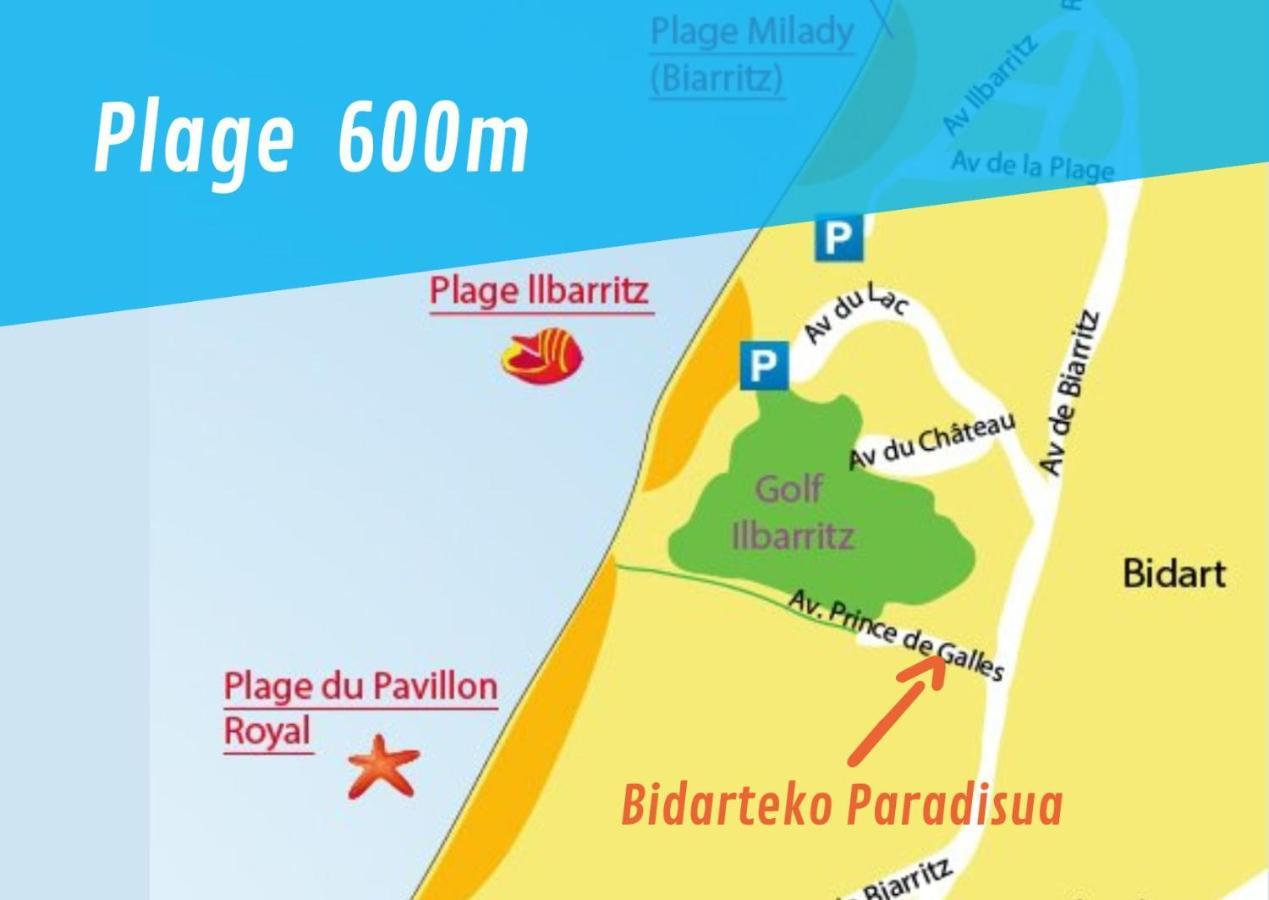 Bidarteko Paradisua Proche Plage, Golf, Parking Zewnętrze zdjęcie